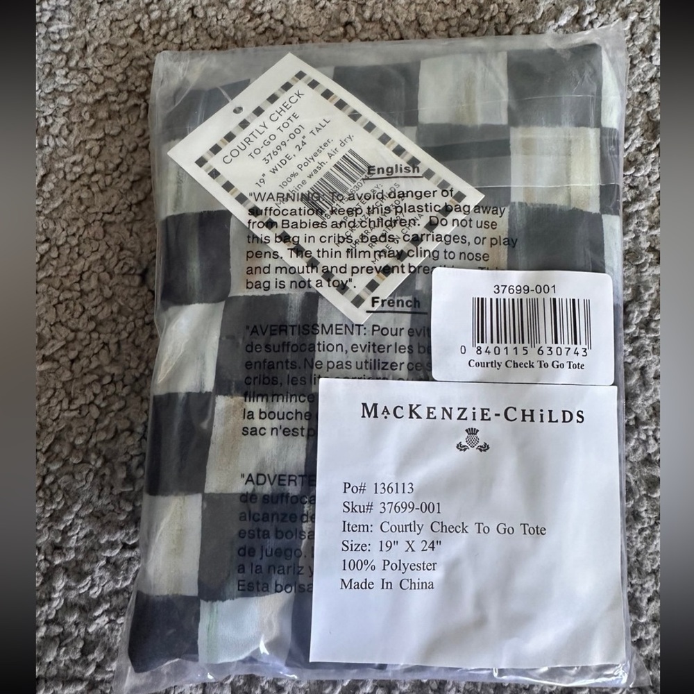 Mackenzie childs courtly check to go tote bag - Picture 4 of 4